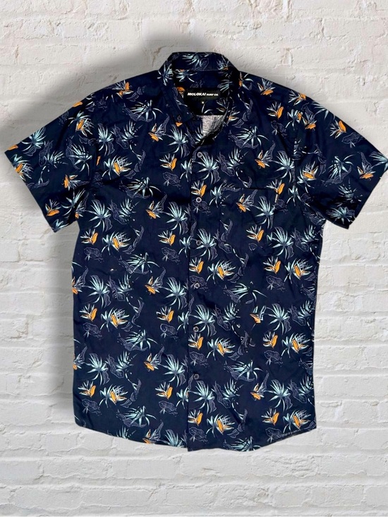 Molokai Surf Co Other - Molokai Surf Co Tropical Floral Shirt Mens Medium Blue Orange Hawaiian shirt
